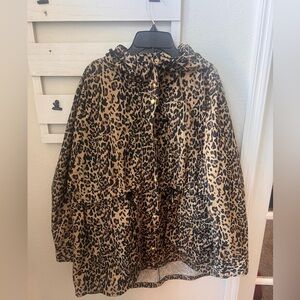 J.Crew Leopard Print Hooded Anorak Jacket | Size Large